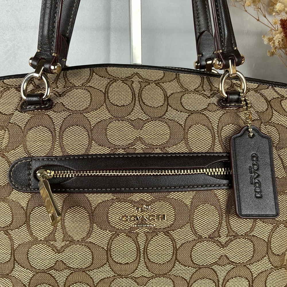 Coach Prairie Hand Fall Bag Khaki Brown Tan Jacquard Signature Crossbody Satchel - Picture 8 of 15